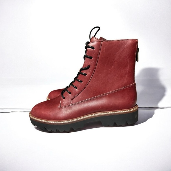 🌻NEW Madewell Citywalk Rusted Burgundy Leather Lugsole Lace-Up Boot Size 7.5 - Picture 4 of 11